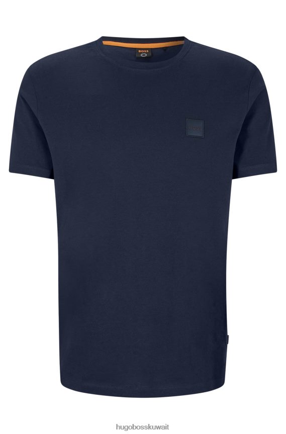 4TFNJN1580 أزرق غامق Hugo Boss تيشيرت Hugo باللون الأزرق الداكن بتصميم مريح مصنوع من قطن الجيرسيه مع رقعة الشعار