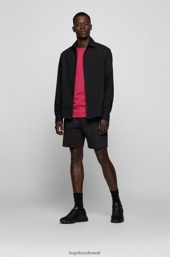 4TFNJN1581 لون القرنفل Hugo Boss تيشيرت Hugo مريح من قطن الجيرسيه مع رقعة شعار باللون الوردي