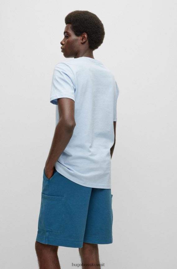 4TFNJN1583 أزرق فاتح Hugo Boss تي شيرت أزرق فاتح بقصّة مريحة مصنوع من قطن الجيرسيه مع رقعة شعار Hugo
