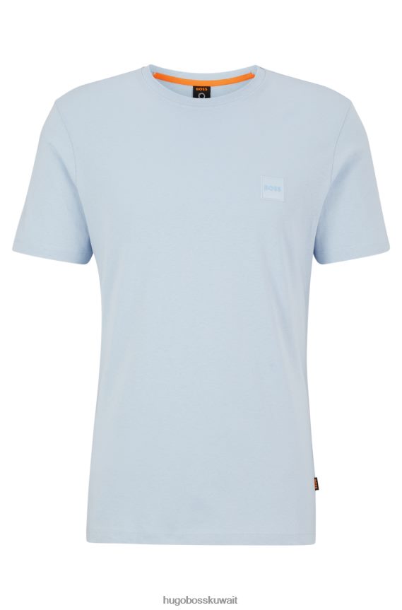 4TFNJN1583 أزرق فاتح Hugo Boss تي شيرت أزرق فاتح بقصّة مريحة مصنوع من قطن الجيرسيه مع رقعة شعار Hugo