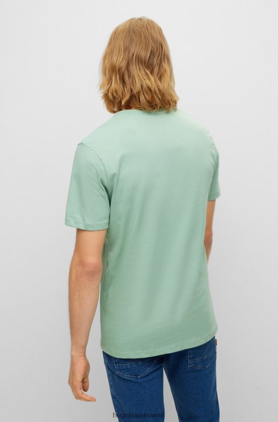 4TFNJN1585 اخضر فاتح Hugo Boss تيشيرت Hugo باللون الأخضر الفاتح مصنوع من قطن الجيرسيه مع رقعة الشعار