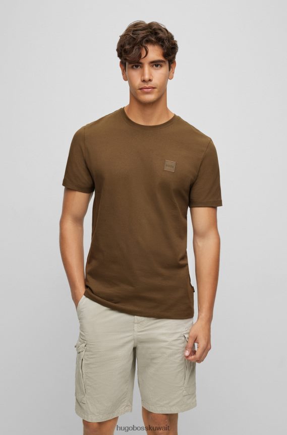 4TFNJN1586 أخضر غامق Hugo Boss تي شيرت Hugo باللون الأخضر الداكن مريح مصنوع من قطن الجيرسيه مع رقعة الشعار