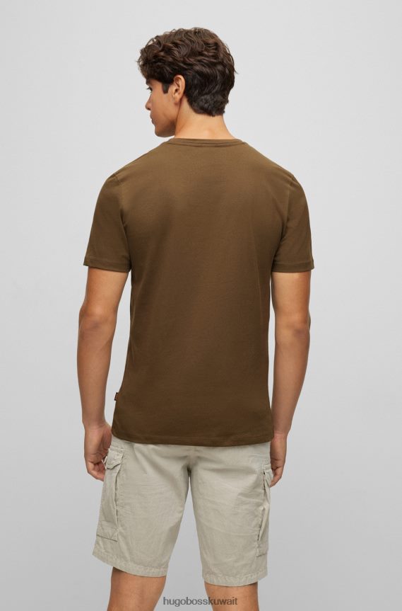 4TFNJN1586 أخضر غامق Hugo Boss تي شيرت Hugo باللون الأخضر الداكن مريح مصنوع من قطن الجيرسيه مع رقعة الشعار
