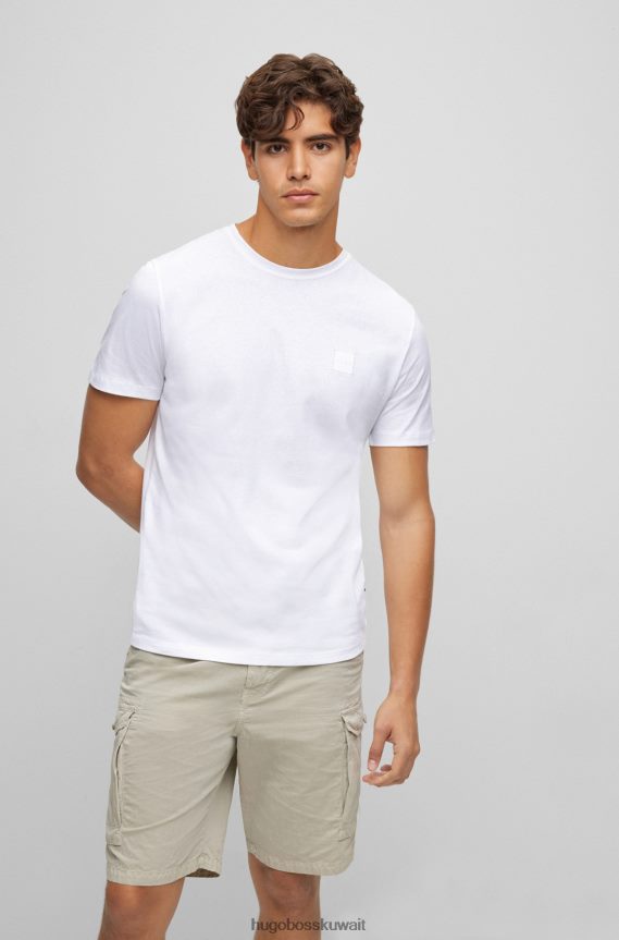4TFNJN1587 أبيض Hugo Boss تيشيرت Hugo مريح من قطن الجيرسيه مع رقعة شعار باللون الأبيض