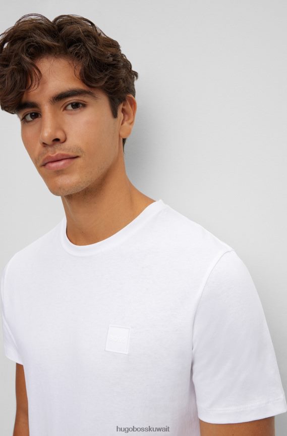 4TFNJN1587 أبيض Hugo Boss تيشيرت Hugo مريح من قطن الجيرسيه مع رقعة شعار باللون الأبيض