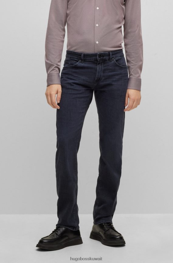 4TFNJN1592 الرمادي الداكن Hugo Boss هوغو جينز رمادي داكن بقصة عادية من قماش الدنيم فائق النعومة باللون الأزرق الداكن