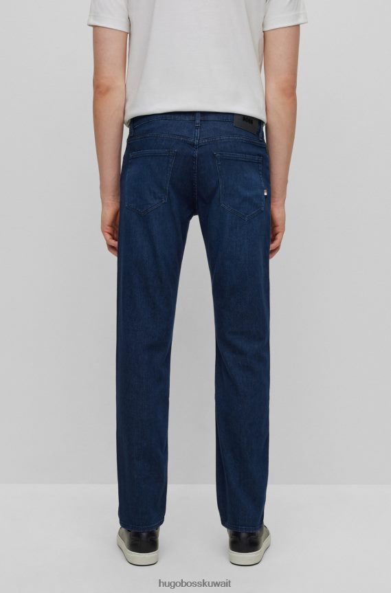 4TFNJN1593 أزرق غامق Hugo Boss جينز Hugo ذو المقاس العادي من الدنيم الإيطالي الأزرق الناعم للغاية باللون الأزرق الداكن