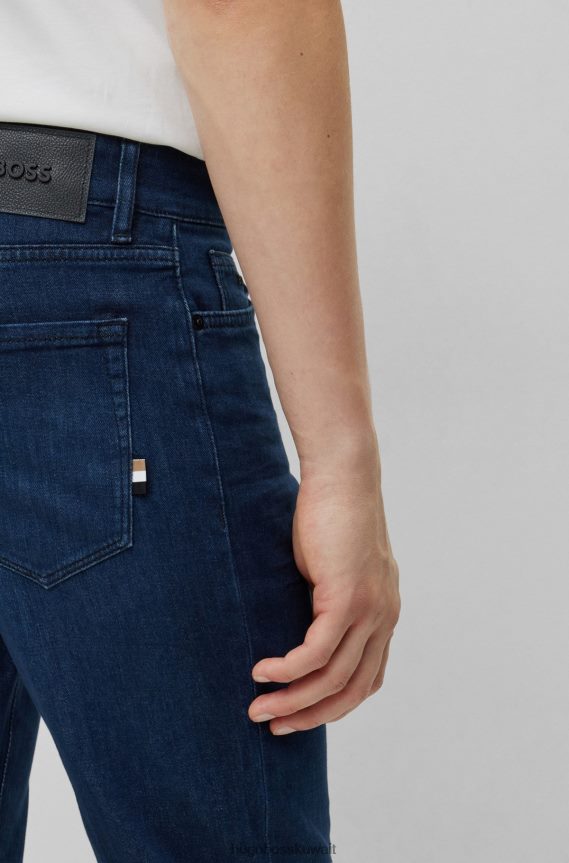 4TFNJN1593 أزرق غامق Hugo Boss جينز Hugo ذو المقاس العادي من الدنيم الإيطالي الأزرق الناعم للغاية باللون الأزرق الداكن