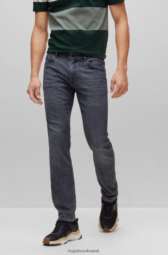 4TFNJN1594 رمادي Hugo Boss بنطال جينز بقصة عادية باللون الرمادي من قماش الدنيم الرمادي المريح والمطاط