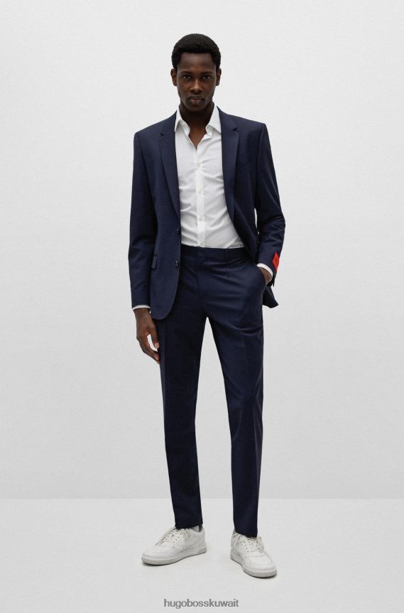 4TFNJN1596 أبيض Hugo Boss قميص بقصة ضيقة من قماش البوبلين القطني سهل الكي باللون الأبيض