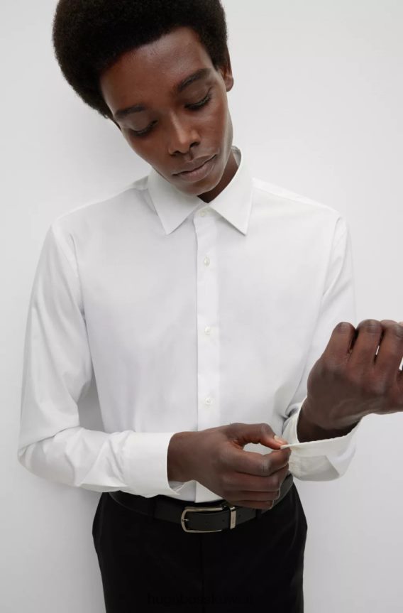 4TFNJN15 أبيض/أزرق فاتح Hugo Boss قميص عمل H-Hank-Kent رقم 50479922 أبيض