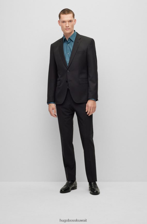 4TFNJN1602 الفيروز Hugo Boss قميص بقصة عادية مصنوع من قماش البوبلين القطني القابل للتمدد وسهل الكي باللون الفيروزي