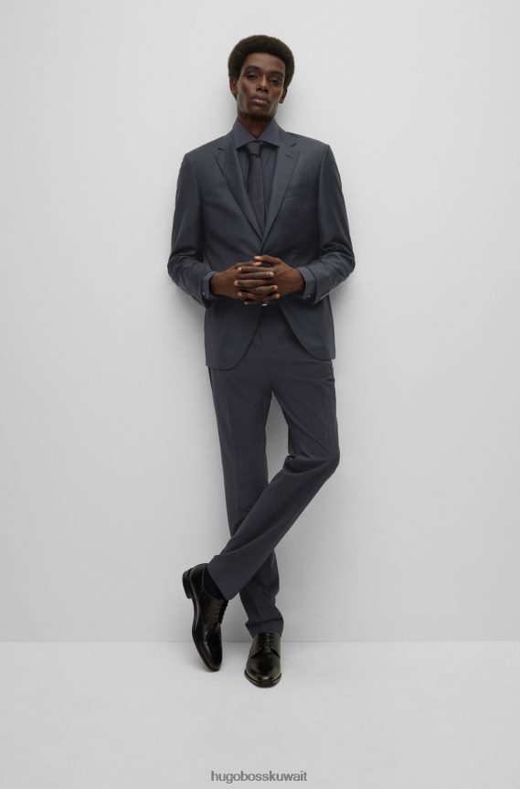 4TFNJN1604 أسود Hugo Boss قميص Hugo أسود بقصة عادية مصنوع من قماش البوبلين القطني المطاطي سهل الكي