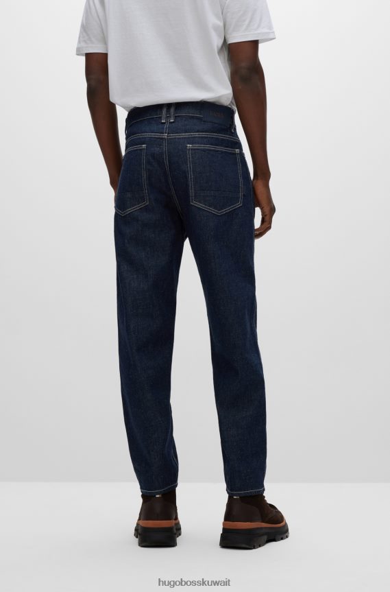 4TFNJN1605 أزرق غامق Hugo Boss جينز هوغو مدبب باللون الأزرق من قماش الدنيم الصلب ذو اللون الأزرق الداكن
