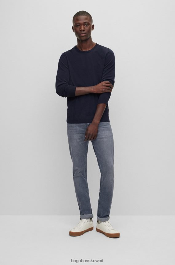 4TFNJN1609 رمادي Hugo Boss بنطال جينز رمادي بقصّة ضيّقة للغاية من قماش الدنيم الرمادي بلمسة من الكشمير