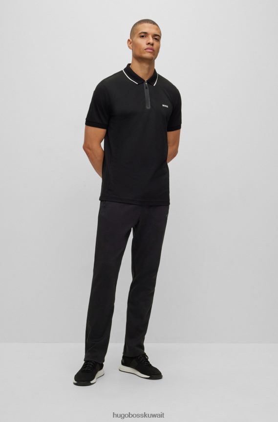 4TFNJN1610 أسود Hugo Boss قيعان رياضية من مواد مختلطة مع شعار منحني باللون الأسود