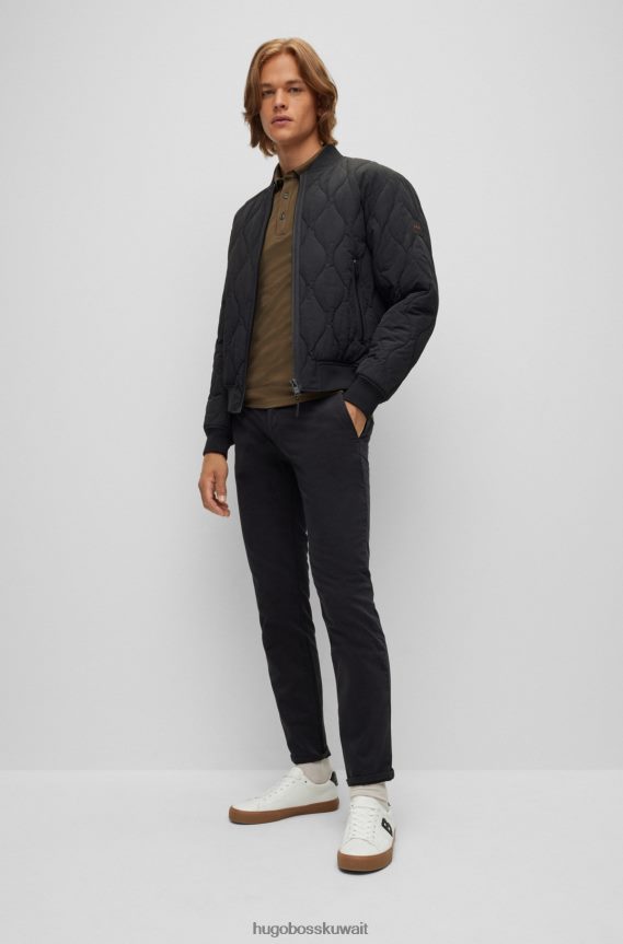 4TFNJN1622 أخضر غامق Hugo Boss قميص بولو من القطن المطاطي بقصة ضيقة مع رقعة شعار Hugo باللون الأخضر الداكن