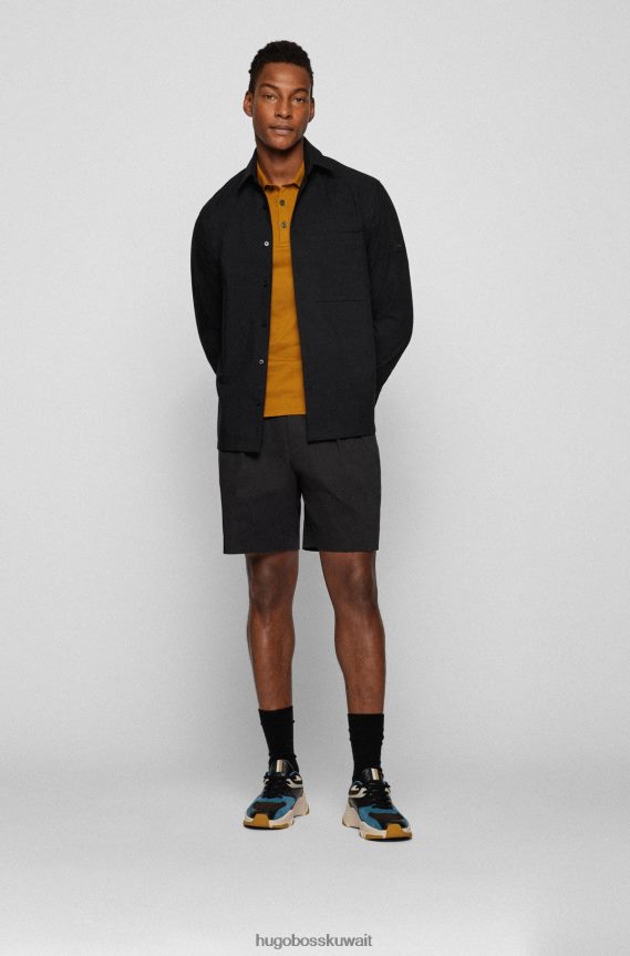 4TFNJN1623 اللون البيج Hugo Boss قميص بولو هوغو من القطن المطاطي ذو قصة ضيقة باللون البيج مع رقعة الشعار