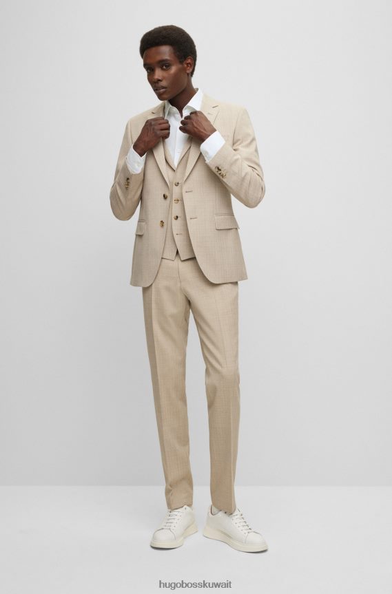 4TFNJN1630 أبيض Hugo Boss قميص هوغو الأبيض النحيف مصنوع من مزيج الكتان المغسول