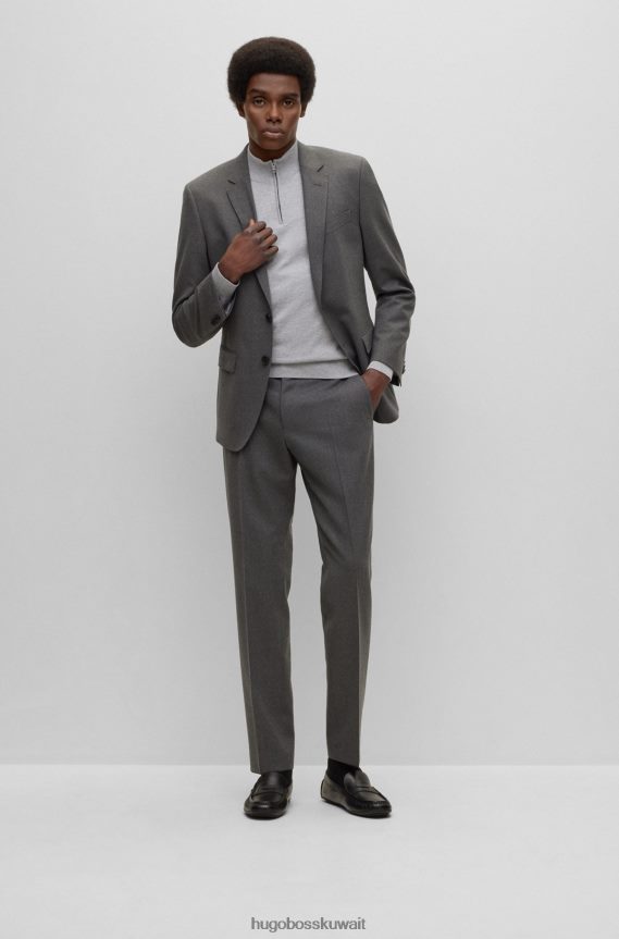 4TFNJN1637 رمادي فاتح Hugo Boss سترة Hugo من القطن العضوي برقبة بسحاب وشعار مطرز باللون الرمادي الفاتح