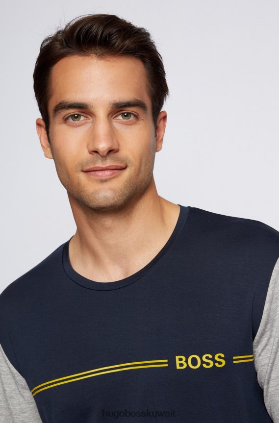 4TFNJN163 القوات البحرية Hugo Boss طقم بيجامة طويل مكرر 50460276 كحلي