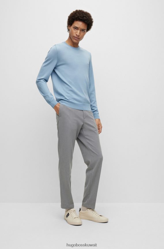 4TFNJN1641 أزرق فاتح Hugo Boss سترة مطرزة بشعار هوغو باللون الأزرق الفاتح من الصوف المسؤول