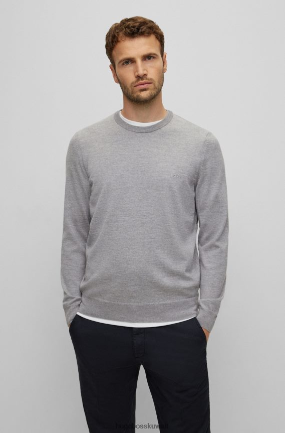 4TFNJN1643 رمادي Hugo Boss سترة مطرزة بشعار Hugo باللون الرمادي الصوفي المسؤول