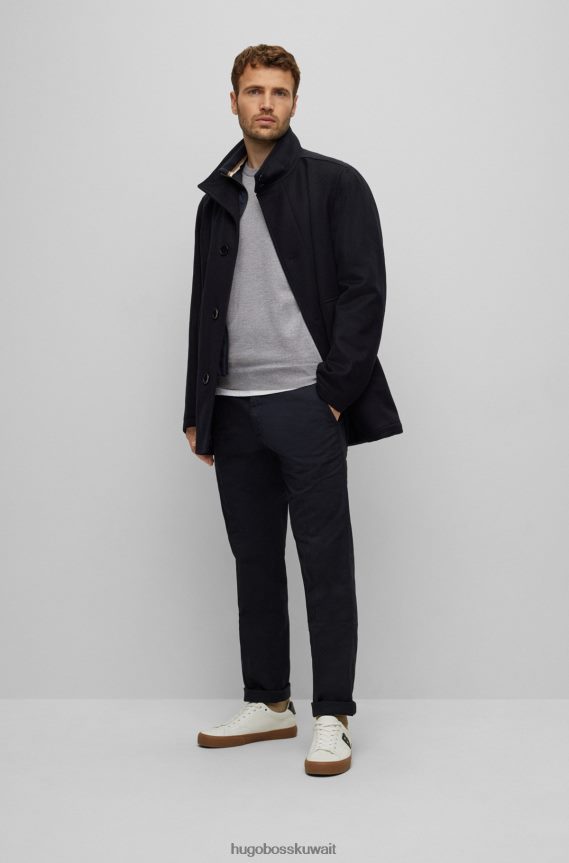 4TFNJN1643 رمادي Hugo Boss سترة مطرزة بشعار Hugo باللون الرمادي الصوفي المسؤول