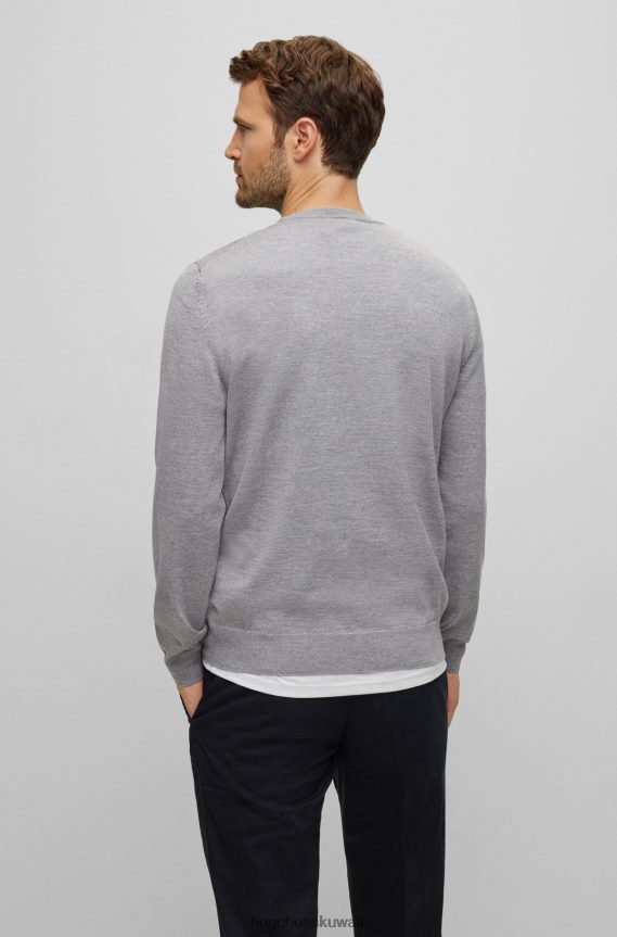 4TFNJN1643 رمادي Hugo Boss سترة مطرزة بشعار Hugo باللون الرمادي الصوفي المسؤول