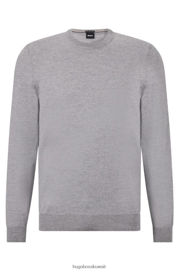 4TFNJN1643 رمادي Hugo Boss سترة مطرزة بشعار Hugo باللون الرمادي الصوفي المسؤول