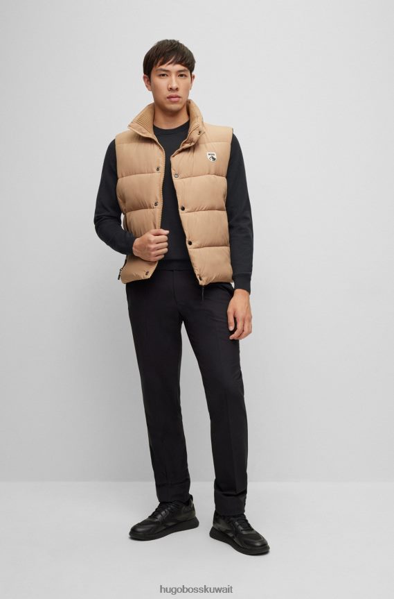 4TFNJN1644 أسود Hugo Boss سترة مطرزة بشعار الماركة من الصوف المسؤول باللون الأسود