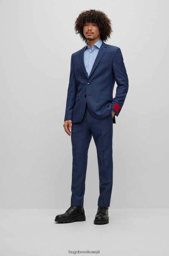 4TFNJN1655 أزرق فاتح Hugo Boss قميص Hugo بقصة ضيقة من قماش البوبلين القطني سهل الكي باللون الأزرق الفاتح