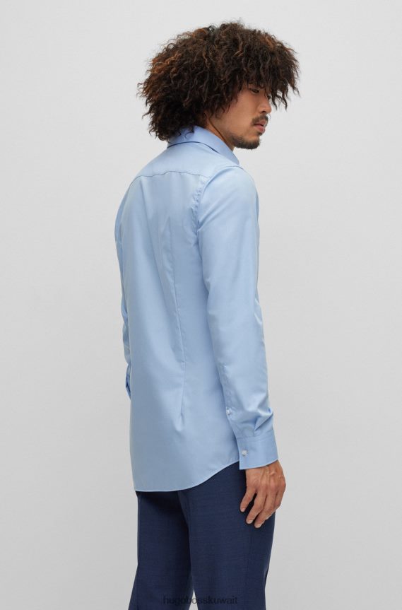 4TFNJN1655 أزرق فاتح Hugo Boss قميص Hugo بقصة ضيقة من قماش البوبلين القطني سهل الكي باللون الأزرق الفاتح