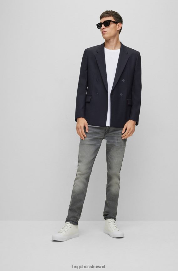 4TFNJN1662 أبيض Hugo Boss تي شيرت من الجيرسي القطني مع طباعة شعار مكدس باللون الأبيض