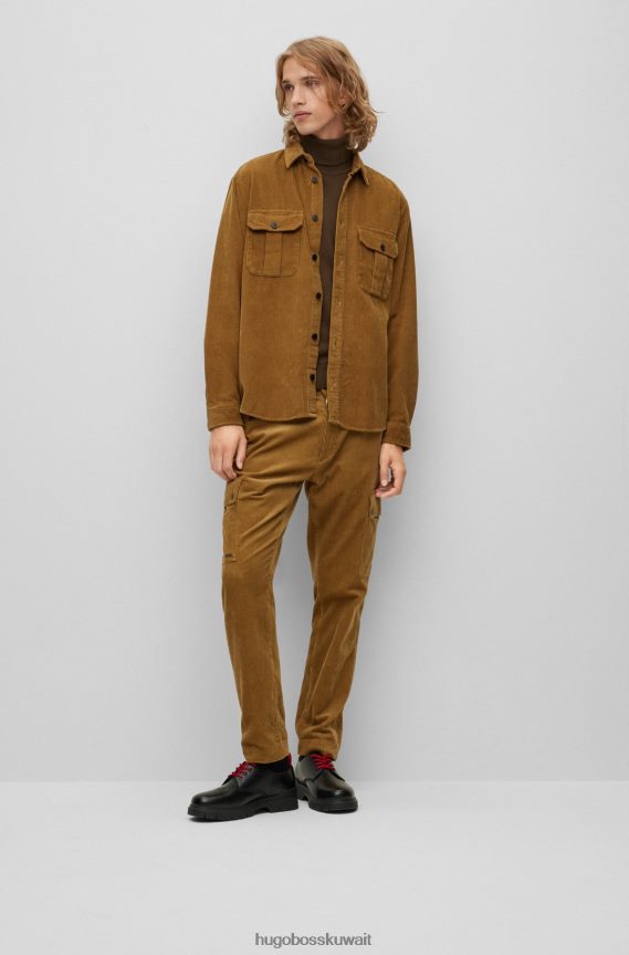 4TFNJN1667 بني غامق Hugo Boss سترة هوغو من مزيج القطن مع شعار الصدر باللون البني الداكن