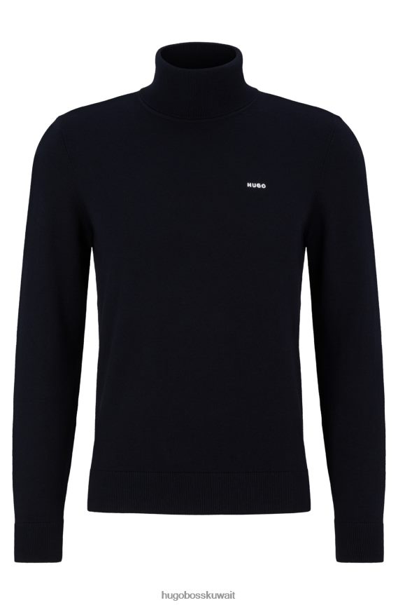 4TFNJN1668 أزرق غامق Hugo Boss سترة من مزيج القطن مع شعار الصدر هوغو باللون الأزرق الداكن