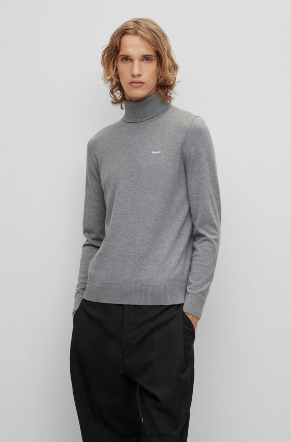 4TFNJN1669 رمادي Hugo Boss سترة من مزيج القطن باللون الرمادي مع شعار هوغو على الصدر