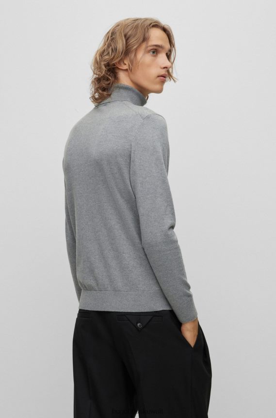 4TFNJN1669 رمادي Hugo Boss سترة من مزيج القطن باللون الرمادي مع شعار هوغو على الصدر