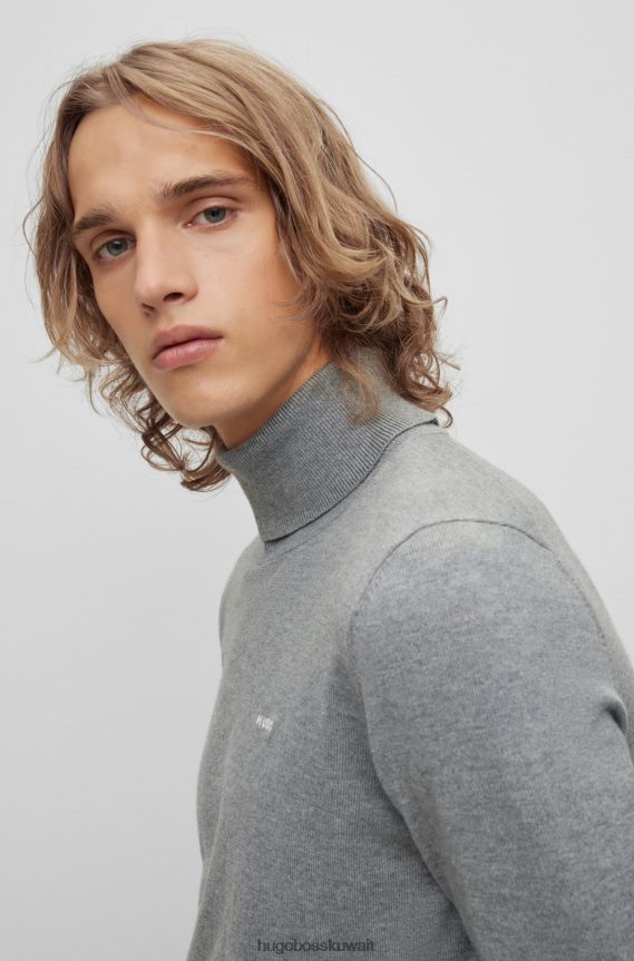 4TFNJN1669 رمادي Hugo Boss سترة من مزيج القطن باللون الرمادي مع شعار هوغو على الصدر