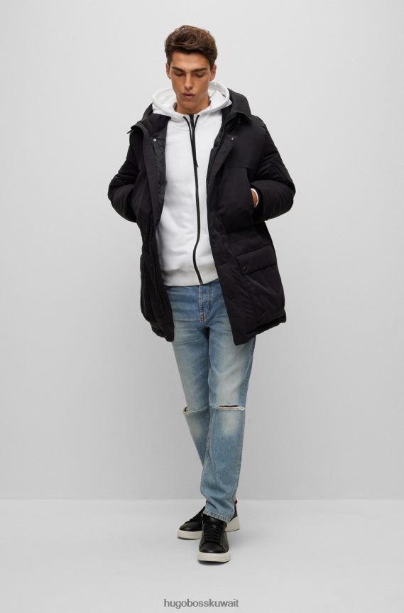 4TFNJN1672 أسود Hugo Boss سترة هوغو سوداء مملوءة بالأسفل مع شعار الإطار