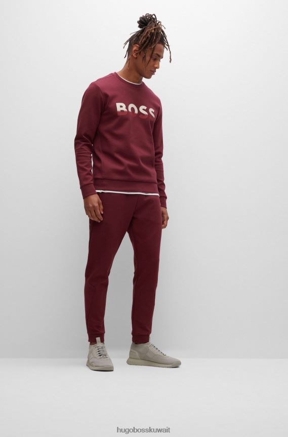 4TFNJN1674 وردي غامق Hugo Boss سويت شيرت من مزيج القطن مع شعار هوغو باللون الوردي الداكن