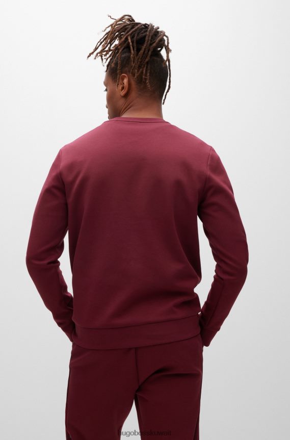 4TFNJN1674 وردي غامق Hugo Boss سويت شيرت من مزيج القطن مع شعار هوغو باللون الوردي الداكن