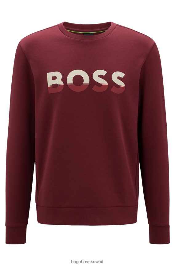 4TFNJN1674 وردي غامق Hugo Boss سويت شيرت من مزيج القطن مع شعار هوغو باللون الوردي الداكن