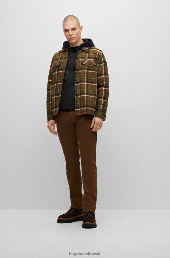 4TFNJN1681 أسود Hugo Boss سترة بغطاء للرأس من قطن تيري مصبوغ باللون الأسود مع شعار هوغو