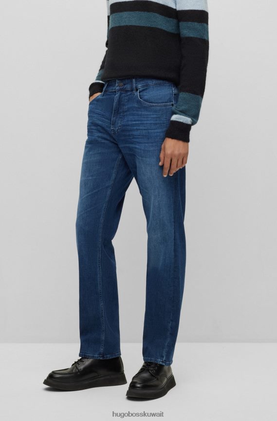 4TFNJN1682 أزرق Hugo Boss جينز أزرق من قماش الدنيم الإيطالي بلمسة الكشمير باللون الأزرق