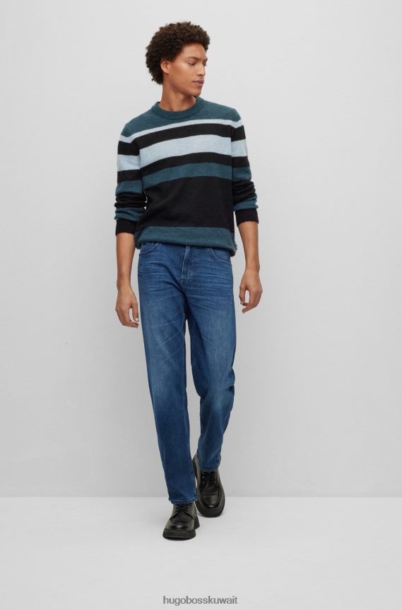 4TFNJN1682 أزرق Hugo Boss جينز أزرق من قماش الدنيم الإيطالي بلمسة الكشمير باللون الأزرق