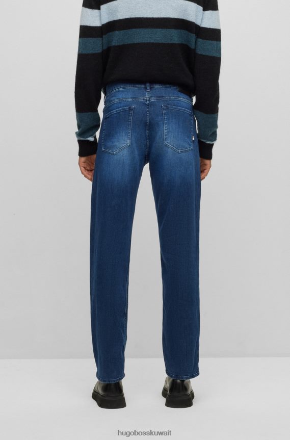 4TFNJN1682 أزرق Hugo Boss جينز أزرق من قماش الدنيم الإيطالي بلمسة الكشمير باللون الأزرق