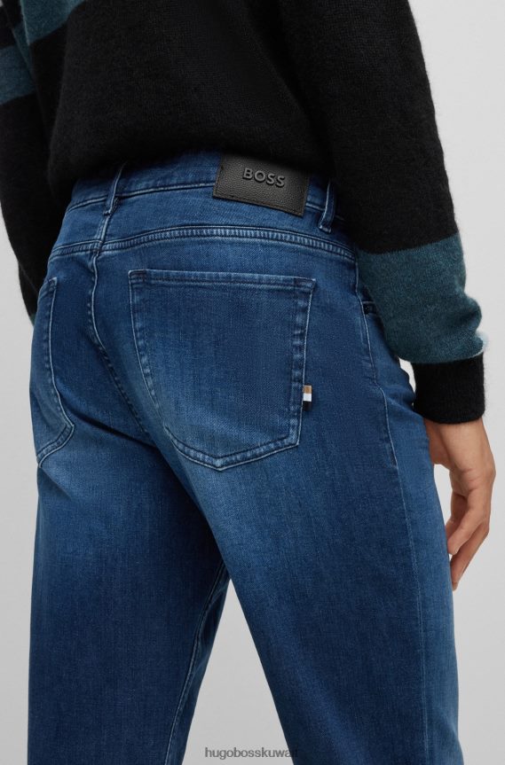 4TFNJN1682 أزرق Hugo Boss جينز أزرق من قماش الدنيم الإيطالي بلمسة الكشمير باللون الأزرق