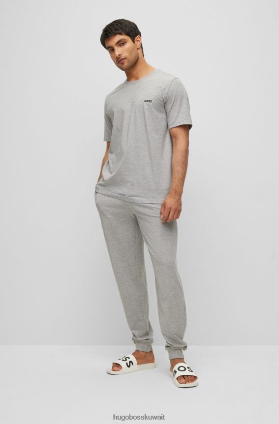 4TFNJN1689 رمادي Hugo Boss تي شيرت Hugo باللون الرمادي من القطن المطاطي بقصة عادية مع شعار متباين