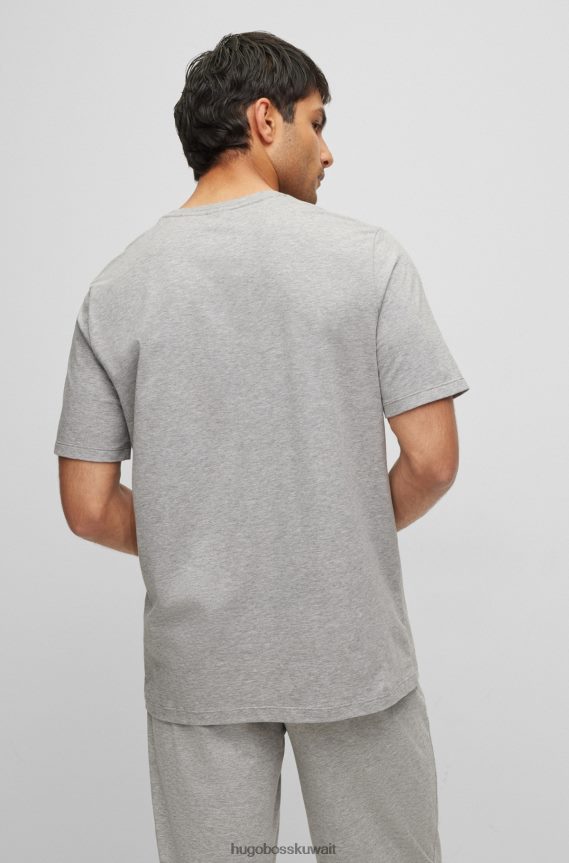 4TFNJN1689 رمادي Hugo Boss تي شيرت Hugo باللون الرمادي من القطن المطاطي بقصة عادية مع شعار متباين